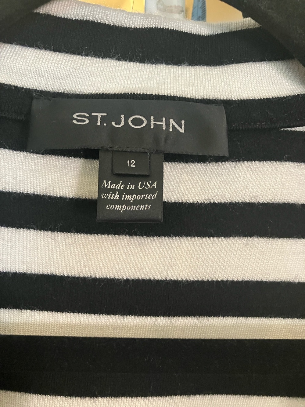 St. John Black and White Striped Cropped Blazer - Picture 3 of 4